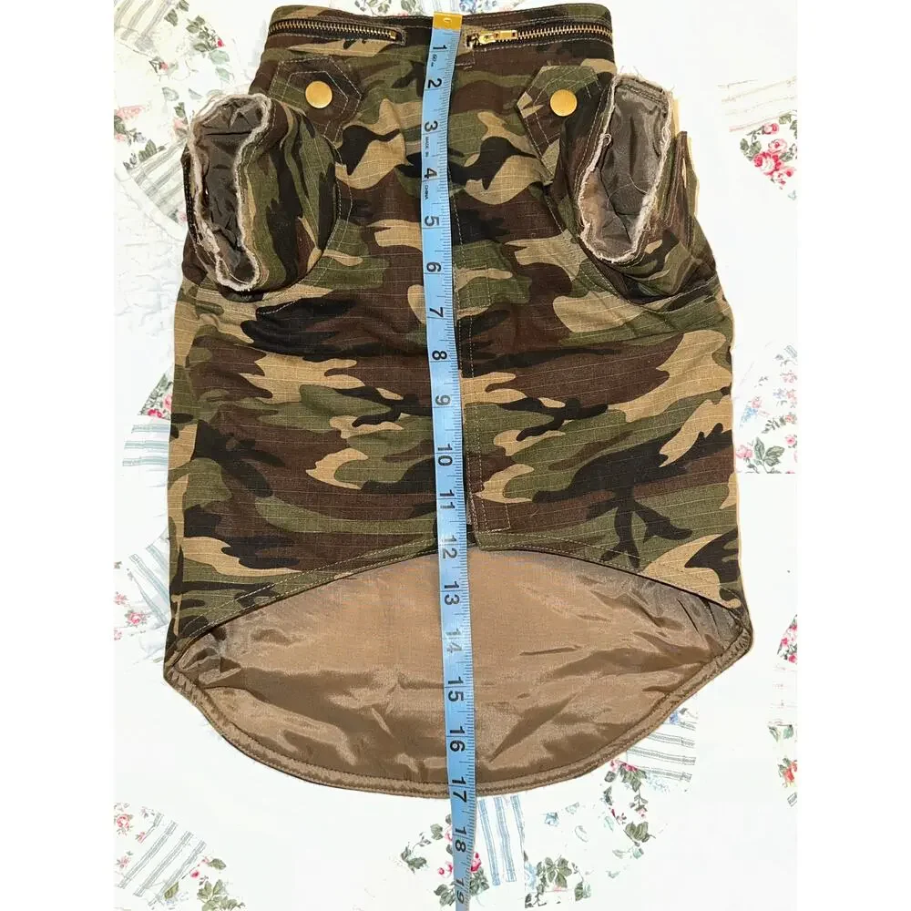 NWOT WARM LINED CAMO DRAGON EMBROIDERY DOG COAT 100% COTTON